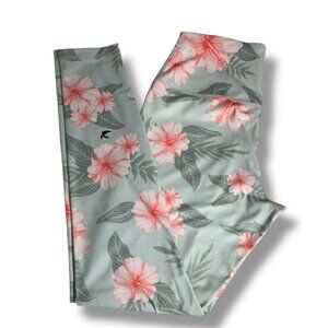 Glyder High Power Womens Skinny Leg Ankle Leggings Green Tropical Bloom Medium